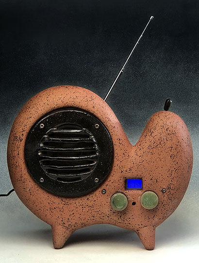 Brendan Adams nz ceramic sculptor, terracotta radio
